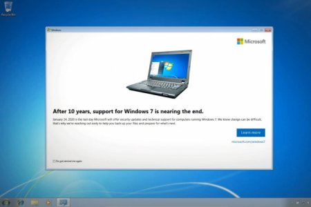 Windows 7 начала напоминать о скором прекращении поддержки